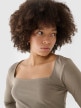 mini: Damski longsleeve crop top 4F 4FRSS24TLONF499 - brązowy (4)