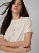 mini: Damski t-shirt boxy z nadrukiem 4F 4FWSS26TTSHF2743 - beżowy (4)