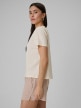 mini: Damski t-shirt boxy z nadrukiem 4F 4FWSS26TTSHF2743 - beżowy (3)