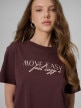 mini: Damski t-shirt boxy z nadrukiem 4F 4FWSS26TTSHF2743 - brązowy (3)