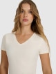 mini: Damski t-shirt slim basic 4F 4FWAW25TTSHF2969 - beżowy (4)