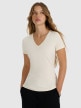 4F Damski tshirt slim basic 4F 4FWAW25TTSHF2969  beżowy Beżowy