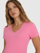 mini: Damski t-shirt slim basic 4F 4FWAW25TTSHF2969 - różowy (4)