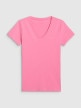 mini: Damski t-shirt slim basic 4F 4FWAW25TTSHF2969 - różowy (7)