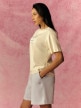 mini: Damski t-shirt z nadrukiem 4F 4FRSS26TTSHF3848 - kremowy (3)