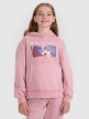  4F JUNIOR Dziewczęca bluza nierozpinana z kapturem 4F 4FJRAW25TSWSF2294  różowa Różowy