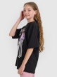 mini: Dziewczęcy t-shirt oversize z nadrukiem 4F 4FJRAW25TTSHF2936 - czarny (3)
