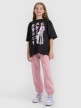 mini: Dziewczęcy t-shirt oversize z nadrukiem 4F 4FJRAW25TTSHF2936 - czarny (5)