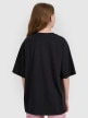 mini: Dziewczęcy t-shirt oversize z nadrukiem 4F 4FJRAW25TTSHF2936 - czarny (6)