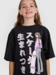 mini: Dziewczęcy t-shirt oversize z nadrukiem 4F 4FJRAW25TTSHF2936 - czarny (4)
