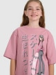 mini: Dziewczęcy t-shirt oversize z nadrukiem 4F 4FJRAW25TTSHF2936 - różowy (4)