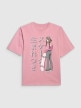 mini: Dziewczęcy t-shirt oversize z nadrukiem 4F 4FJRAW25TTSHF2936 - różowy (7)