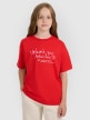  4F JUNIOR Dziewczęcy tshirt z nadrukiem 4F 4FJRAW25TTSHF3188  czerwony Czerwony