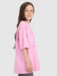 mini: Dziewczęcy t-shirt oversize z nadrukiem 4F 4FJRAW25TTSHF3197 - różowy (3)