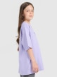 mini: Dziewczęcy t-shirt oversize z nadrukiem 4F 4FJRAW25TTSHF3200 - fioletowy (3)