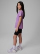 mini: Dziewczęcy t-shirt bez nadruku 4F 4FJRSS26TTSHF3554 - fioletowy (2)