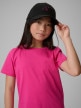mini: Dziewczęcy t-shirt bez nadruku 4F 4FJRSS26TTSHF3554 - różowy (4)