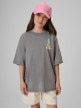  4F JUNIOR Dziewczęcy tshirt z nadrukiem 4F 4FJRSS26TTSHF3980  szary Szary