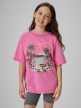  4F JUNIOR Dziewczęcy tshirt z nadrukiem 4F 4FJRSS26TTSHF3981  różowy Różowy