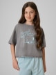 mini: Dziewczęcy crop top z nadrukiem 4F 4FJRSS26TTSHF3983 - szary (1)