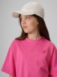 mini: Dziewczęcy t-shirt bez nadruku 4F 4FJRSS26TTSHF3984 - różowy (3)