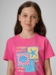 mini: Dziewczęcy t-shirt z nadrukiem 4F 4FJRSS26TTSHF4418 - różowy (3)