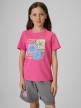  4F JUNIOR Dziewczęcy tshirt z nadrukiem 4F 4FJRSS26TTSHF4418  różowy Różowy