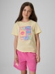  4F JUNIOR Dziewczęcy tshirt z nadrukiem 4F 4FJRSS26TTSHF4418  żółty żółty