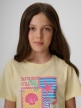 mini: Dziewczęcy t-shirt z nadrukiem 4F 4FJRSS26TTSHF4418 - żółty (3)