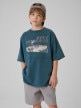  4F JUNIOR Chłopięcy tshirt z nadrukiem 4F 4FJRSS26TTSHM4279  turkusowy Turkusowy