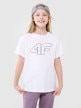  4F JUNIOR Dziewczęca koszulka oversize z nadrukiem 4F 4FJWMM00TTSHF2333  biała Biały