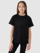 mini: Dziewczęca koszulka oversize z nadrukiem 4F 4FJWMM00TTSHF2333 - czarna (1)