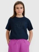  4F JUNIOR Dziewczęca koszulka oversize z nadrukiem 4F 4FJWMM00TTSHF2333  granatowa Granatowy