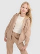  4F JUNIOR Dziewczęca bluza dresowa z kapturem rozpinana 4F 4FJWSS25TSWSF1853  beżowa Beżowy