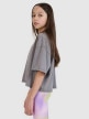 mini: Dziewczęcy t-shirt crop top z nadrukiem 4F 4FJWSS25TTSHF1868 - szary (4)