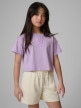  4F JUNIOR Dziewczęcy tshirt z nadrukiem 4F 4FJWSS26TTSHF2941  fioletowy Fioletowy