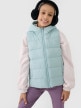 mini: Dziewczęcy bezrękawnik puchowy pikowany 4F 4FJWSS25TVJAF166 - turkusowy (1)