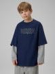 mini: Chłopięcy longsleeve z nadrukiem 4F 4FJRSS26TLONM631 - granatowy (2)