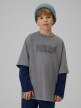 mini: Chłopięcy longsleeve z nadrukiem 4F 4FJRSS26TLONM631 - szary (2)