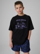 mini: Chłopięcy t-shirt z nadrukiem 4F 4FJRSS26TTSHM3907 - czarny (1)