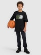  4F JUNIOR Chłopięcy tshirt z nadrukiem 4F 4FJWSS26TFTSM1968  czarny Czarny
