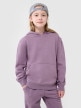  4F JUNIOR Dziewczęca bluza dresowa nierozpinana z kapturem 4F 4FJRAW24TSWSF1831  fioletowa Fioletowy