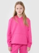  4F JUNIOR Dziewczęca bluza dresowa nierozpinana z kapturem 4F 4FJRAW24TSWSF1831  różowa Różowy