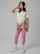 mini: Dziewczęcy t-shirt bez nadruku 4F 4FJRSS26TTSHF3554 - beżowy (3)