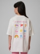 mini: Dziewczęcy t-shirt z nadrukiem 4F 4FJRSS26TTSHF3870 - kremowy (6)