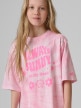 mini: Dziewczęcy t-shirt z nadrukiem 4F 4FJRSS26TTSHF3911 - różowy (3)