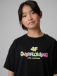 mini: Dziewczęcy t-shirt z nadrukiem 4F 4FJRSS26TTSHF4137 - czarny (4)