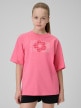 mini: Dziewczęcy t-shirt z nadrukiem 4F 4FJWSS26TTSHF3302 - różowy (1)