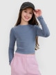 mini: Dziewczęcy longsleeve crop top gładki 4F 4FJWSS25TLONF430 - granatowy (1)