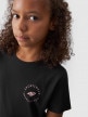 mini: Dziewczęcy t-shirt z nadrukiem 4F 4FJWAW24TTSHF1858 - czarny (2)